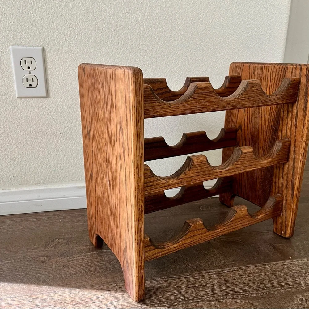 Vintage Teak Wood Mid-Century Wine Rack 9 Bottles Danish Modern 15/9/16 Inch